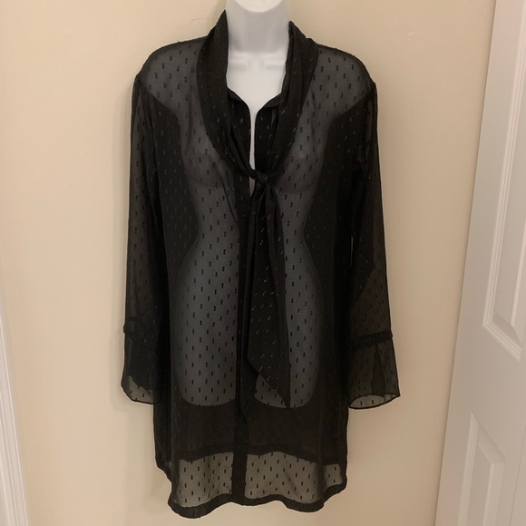 THEORY Black Metallic Silk Scarf Dress 4 - Picture 5 of 8